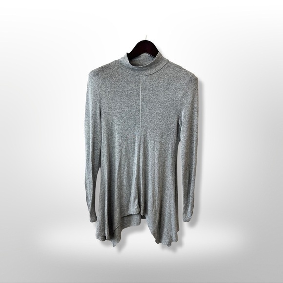 Cupio size S, Mock Neck Heather Grey Flowy Dress/Tunic, 3/4 Sleeves - Picture 1 of 5
